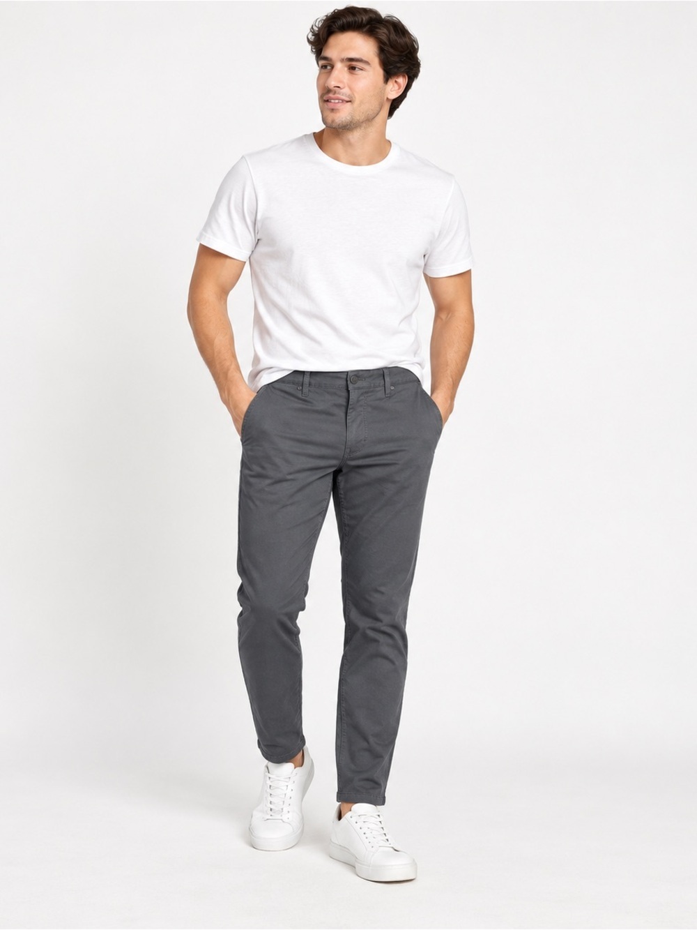 American Eagle Chino Pants Active Flex Slim Fit Mens 34x28 Stretch Gray